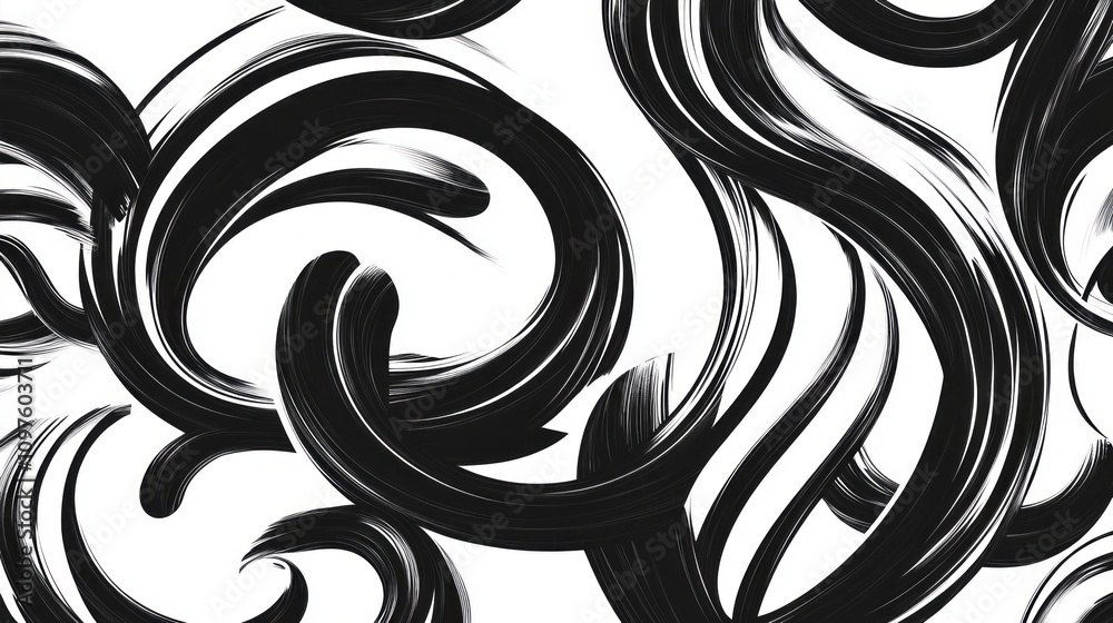 Fototapeta premium A black and white image of a woman's hair with a brush stroke pattern