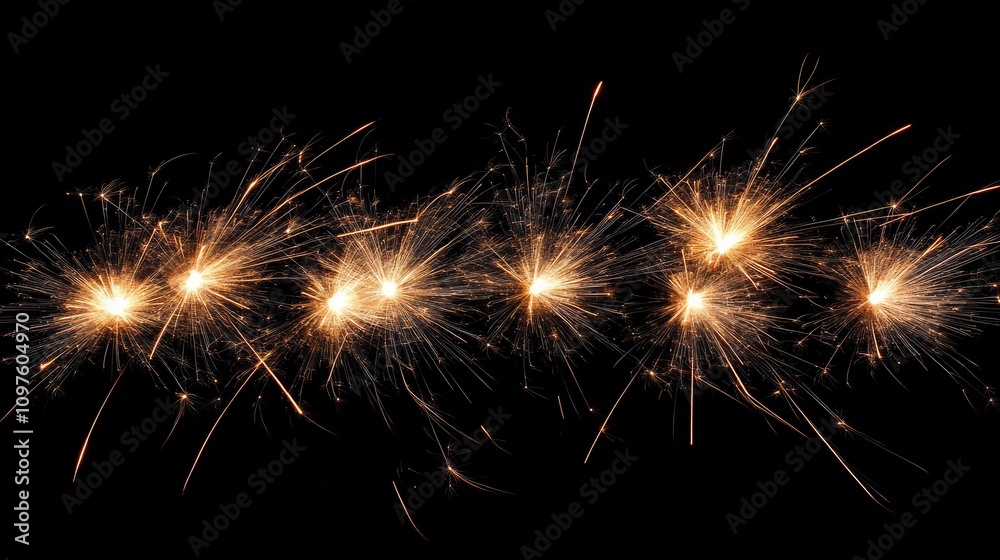 Fototapeta premium Vibrant fireworks exploding in the night sky, forming unique, beautiful patterns for a spectacular New Year celebration