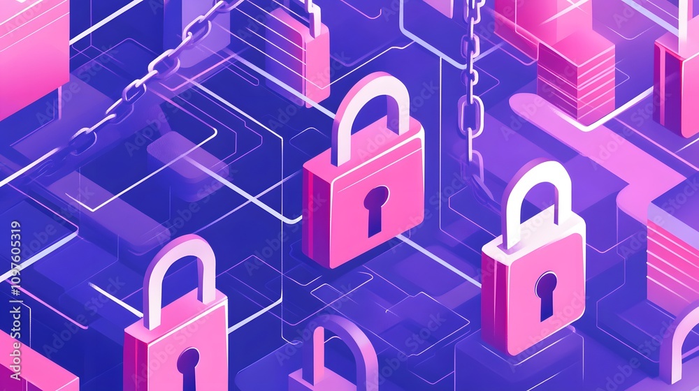 Fototapeta premium Cybersecurity Concept with Locks