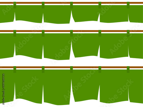 飲食店の暖簾パーツセットA：緑