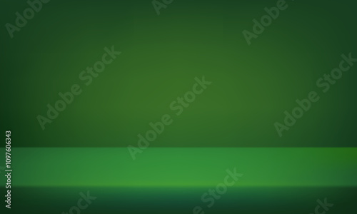 Empty dark green studio background. Green studio lighting. Space for selling products on the website. Background vector 3d. Vector illustration. photo