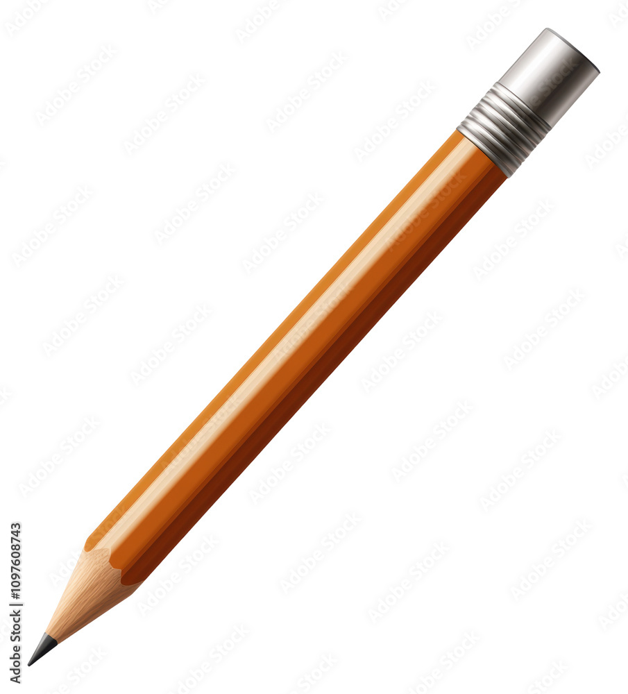 Sharp pencil icon resting on a white surface for creative projects isolated on transparent background Sharp pencil icon resting on a white surface for creative projects isolated on transparent background