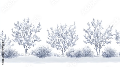 Wallpaper Mural Winter Landscape with Frosty Trees and Snowy Ground Design Torontodigital.ca