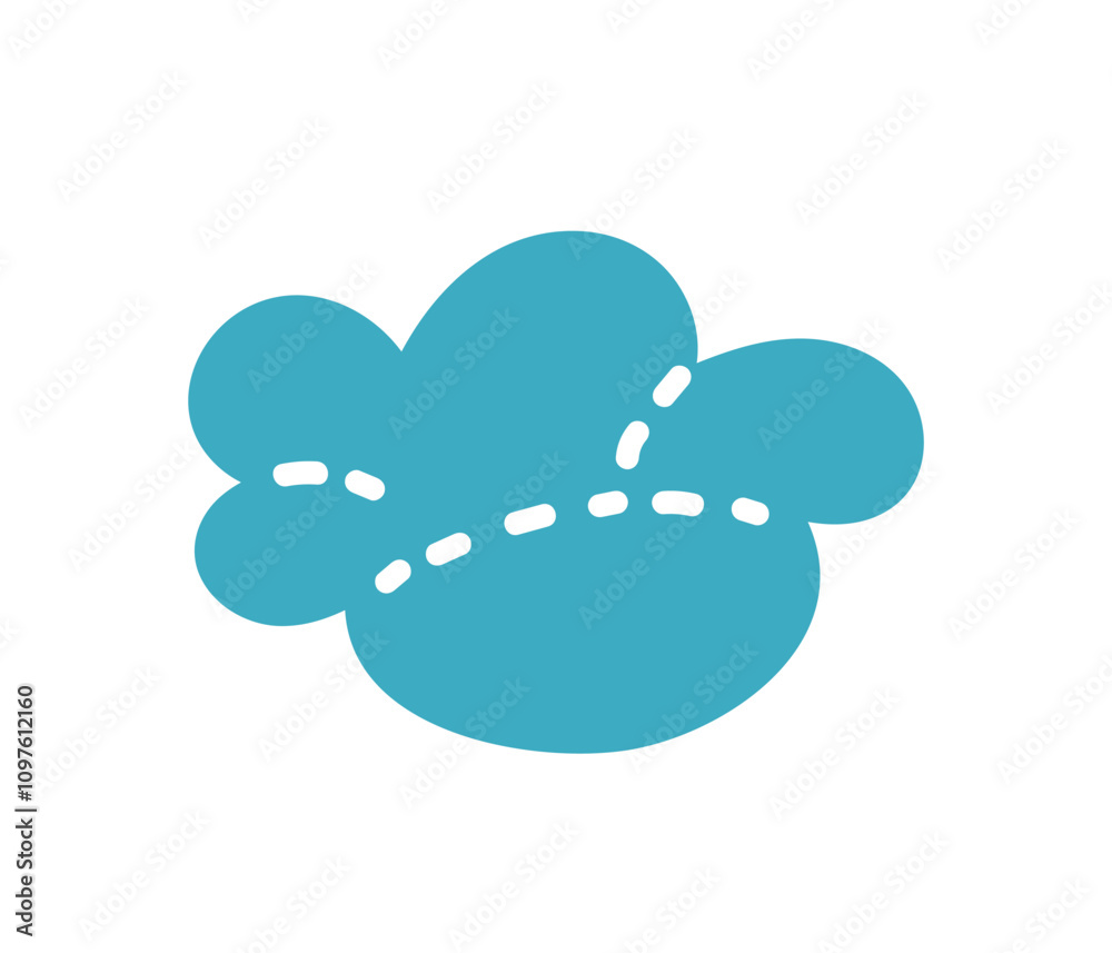 Creative vector illustration of stylized turquoise cloud with dashed outlines Creative vector illustration of stylized turquoise cloud with dashed outlines