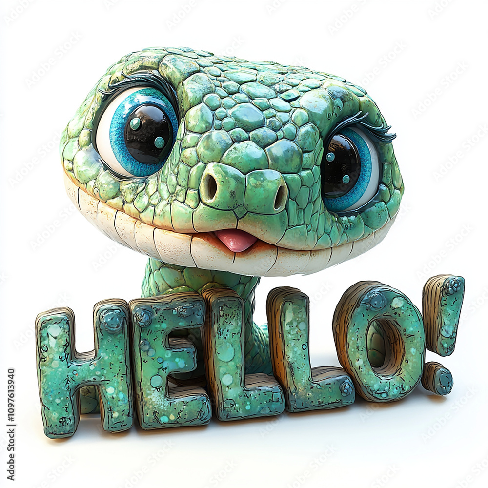 Fototapeta premium Green Snake as a Symbol of New Year 2025