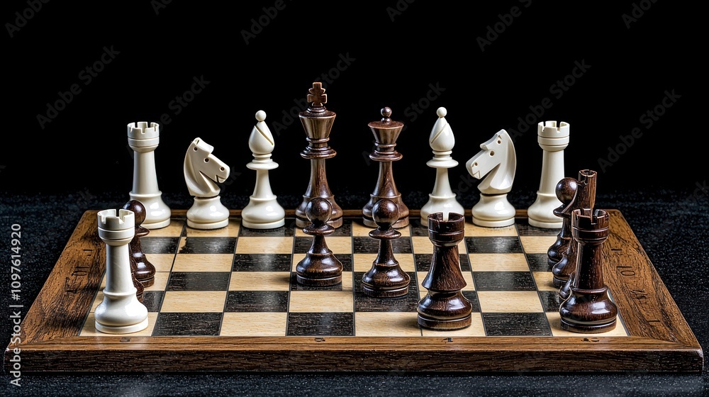 Chess pieces arranged for the opening move Chess pieces arranged for the opening move