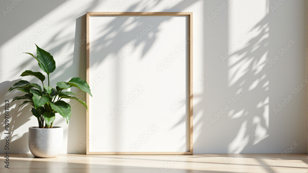 Fototapeta premium Minimal Desktop with Inspirational Quote and Soft Light Shadows