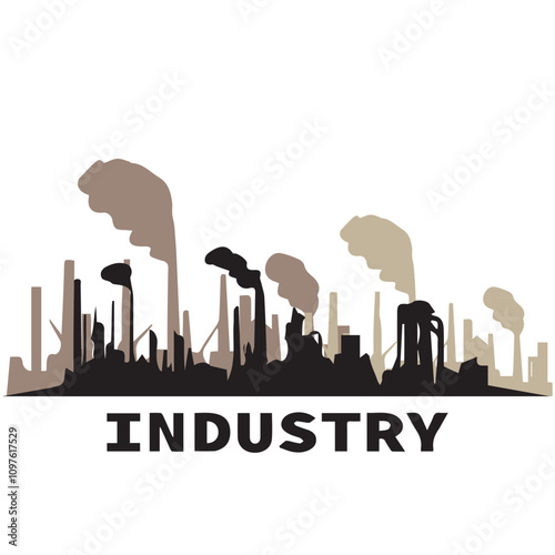 illustration of factory, Factory silhouette 