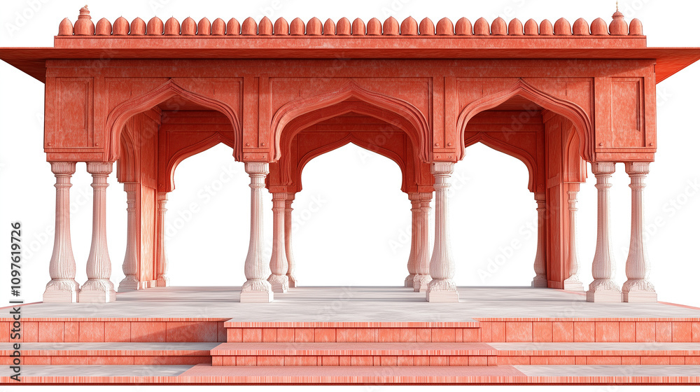 Red fort in Delhi India on transparent background Red fort in Delhi India on transparent background