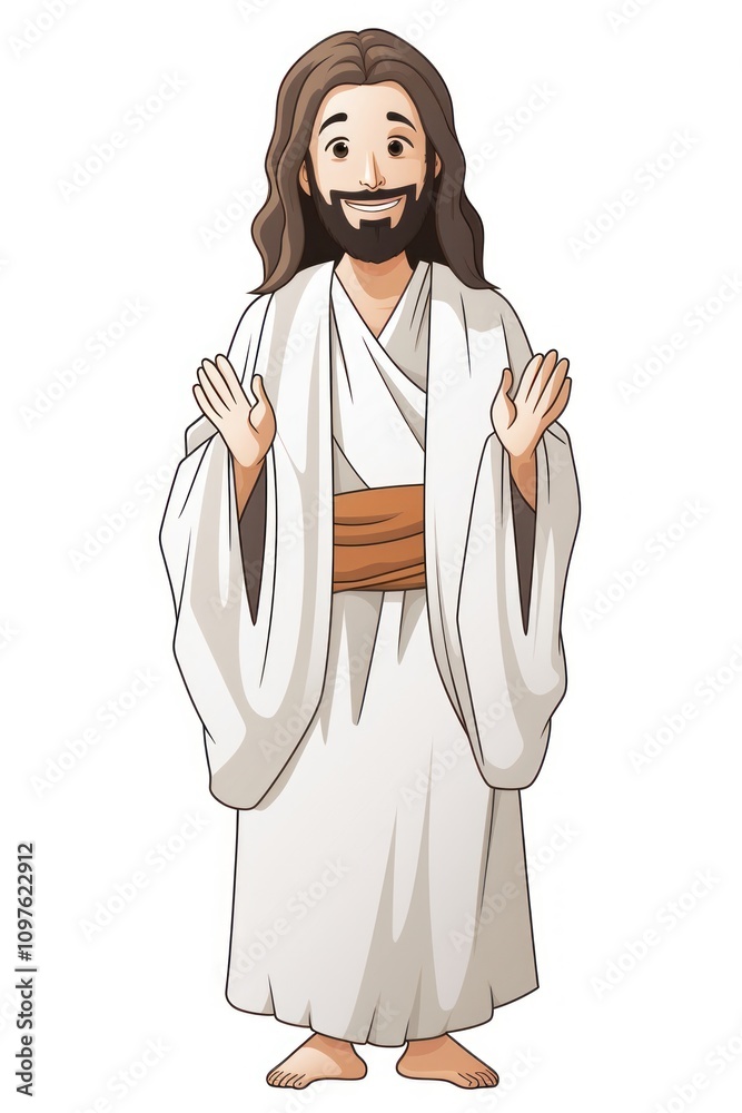 Isolated happy jesus cartoon drawing sketch. Isolated happy jesus cartoon drawing sketch.