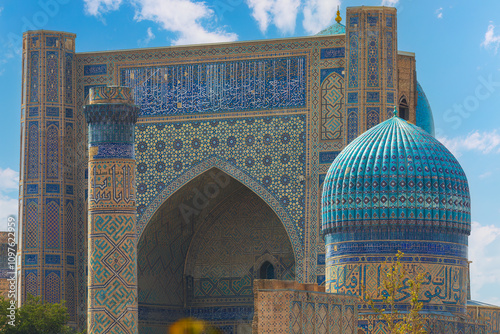 Samarkand, Uzbekistan - October. 10. 2024:  One of the madrassas in Samarkand photo