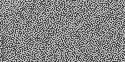 Organic seamless patterns with rounded lines Diffusion reaction background. Monochrome background of natural organic forms motion. Overlay template abstract Turing organic wallpaper background.