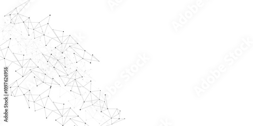 Vector Grey graphic background dots with connections technologies and sharing data as abstract concept.