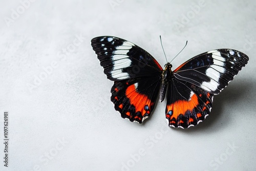 Vibrant butterfly with orange tips, resting. photo