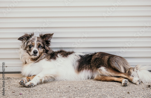 Australian dog lying in the sun. photo