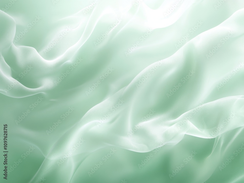 Obraz premium A serene light mint green background with wispy textures creating a calming and soothing atmosphere