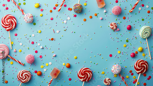 A delightful photo of colorful sweets, perfect for birthday or anniversary greetings. Captures the celebratory atmosphere with a focus on fun and indulgence. photo