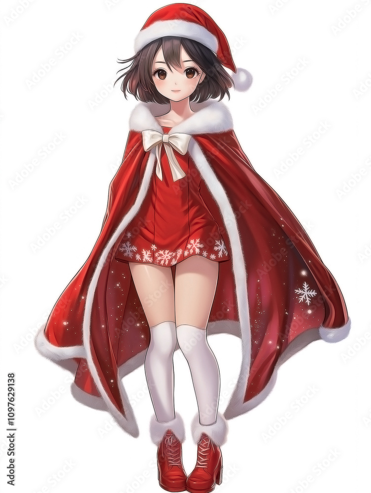girl wearing a fun and modest Christmas costume, isolated on a solid white background. girl wearing a fun and modest Christmas costume, isolated on a solid white background.
