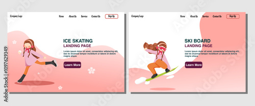 Landing page of sport winter. Perfect for ice skating and ski board