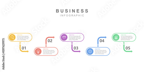 Infographic elements template Business concept with icons and 5 options, workflow layout, icons, diagram, report, web design. Creative, vector, illustration.