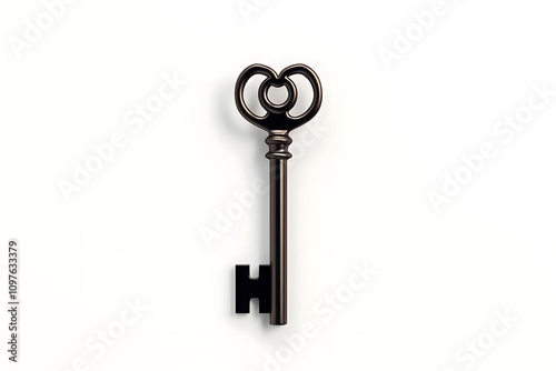 A decorative vintage key with an ornate handle and a traditional design.