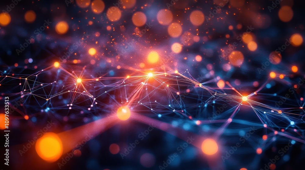 Interconnected Luminous Network of Bright Particles and Glowing Bokeh