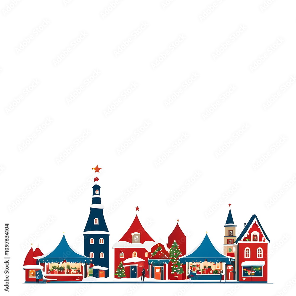 Naklejka premium Backdrop with winter town