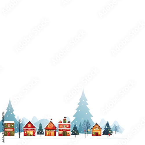 Backdrop with winter town