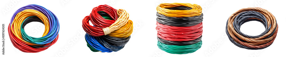 Collection, Set of Automotive Wire isolated on transparent background. Collection, Set of Automotive Wire isolated on transparent background.