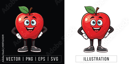 Smiling Apple Cartoon Mascot - Vector, PNG, EPS, SVG

