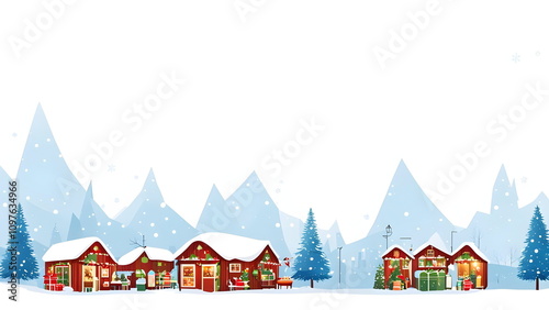Backdrop with winter town