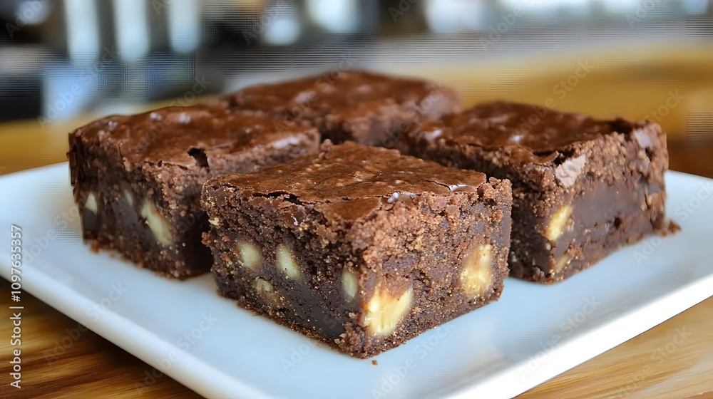brownies with walnuts displayed on a plate brownies with walnuts displayed on a plate