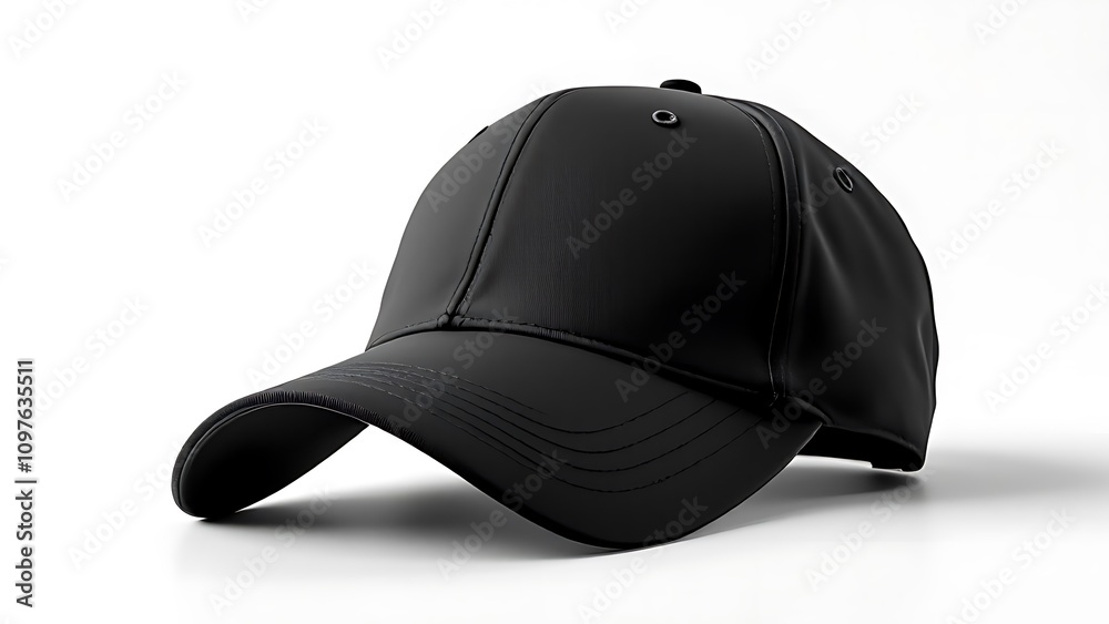 Mock up blank black snaback hat, white background, Ai Generated Images Mock up blank black snaback hat, white background, Ai Generated Images