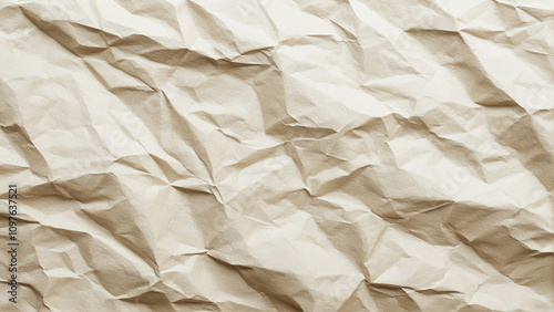 Crumpled Paper Texture with Irregular Folds and Subtle Shadows for Minimalist and Artistic Backgrounds.