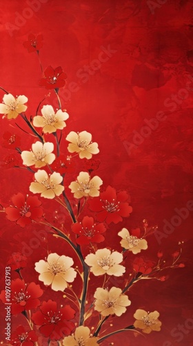 Chinese fortune flower pattern backgrounds painting.
