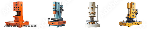 Collection, Set of Hydraulic Riveting Machine isolated on transparent background. photo