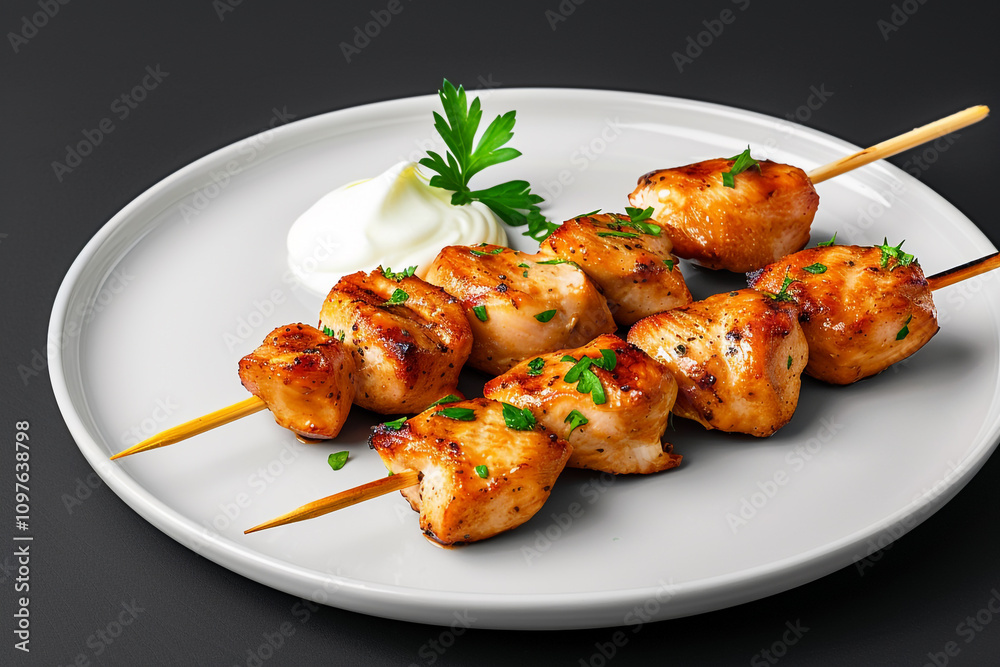 Delicious Chicken Kebabs with Herb Butter and Roasted Garlic