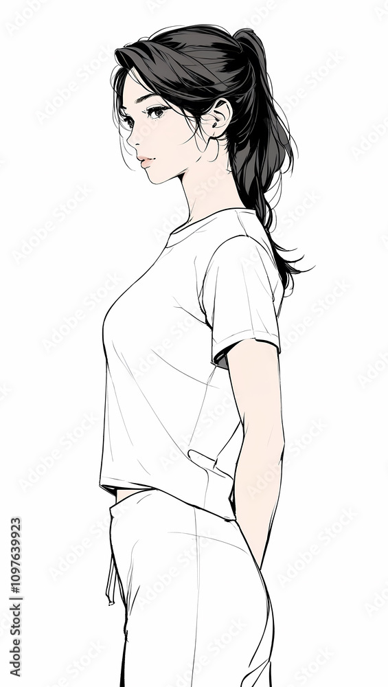 Black and White Female Drawing with Elegant Pencil Work Black and White Female Drawing with Elegant Pencil Work