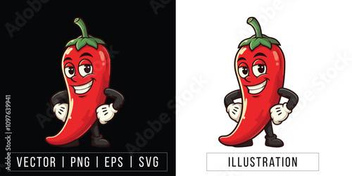 Smiling Chili Pepper Cartoon Mascot - Vector, PNG, EPS, SVG