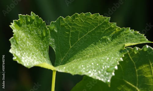 Grape leaf during the day in bright sun
