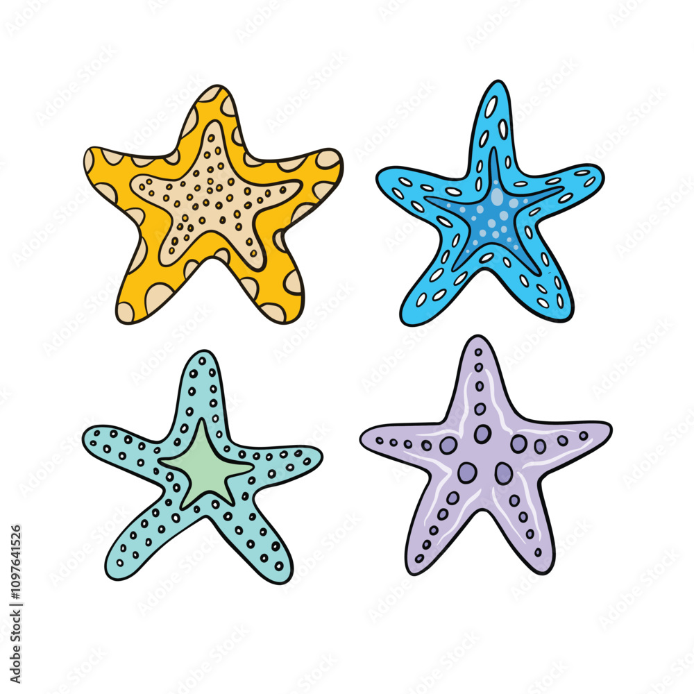 Hand Drawn Starfish Doodle Illustration Hand Drawn Starfish Doodle Illustration