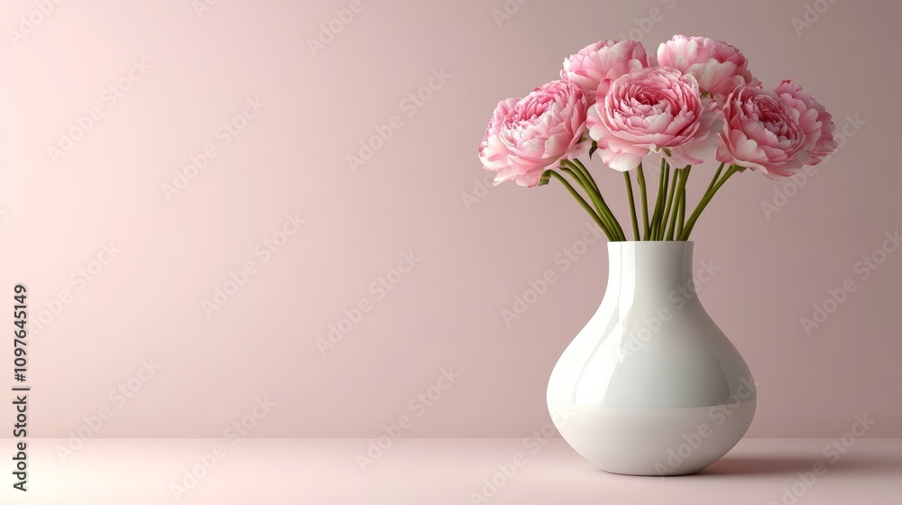 Elegant pink flowers in a vase, touch of floral beauty for home decor Elegant pink flowers in a vase, touch of floral beauty for home decor