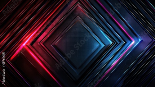 Abstract Geometric Design with Neon Lights
