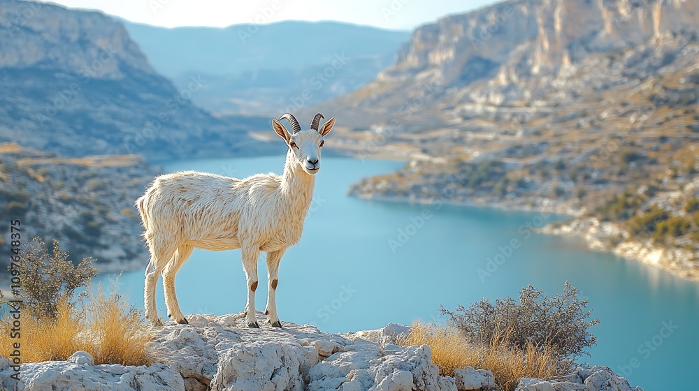 Obraz premium Deer at reservoir