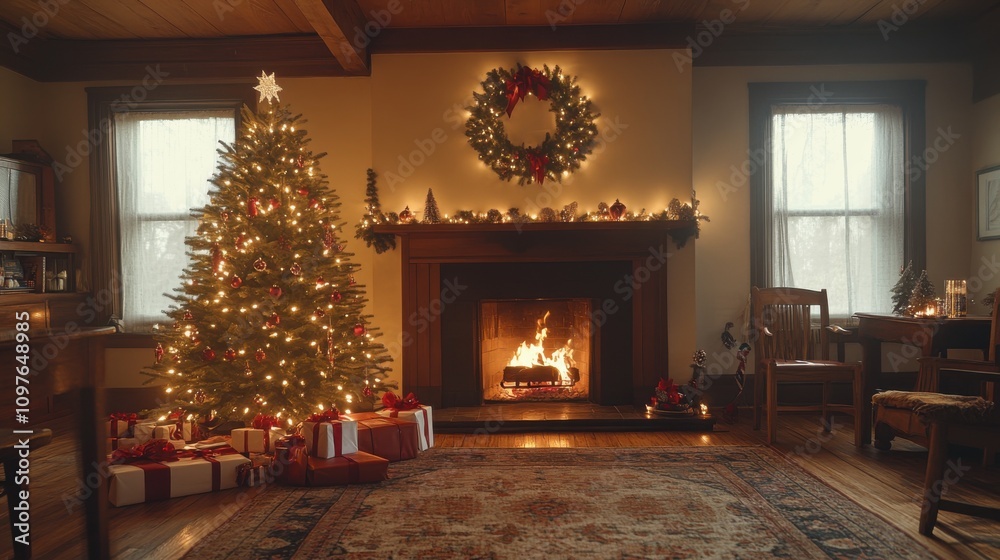 Christmas Tree by the Fireplace Christmas Tree by the Fireplace