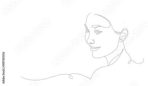 woman faces. Linear background. Use for package, cosmetics, decor. Fashion concept, feminine beauty minimalist