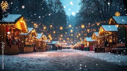 Vibrant Holiday Market in Winter Evening