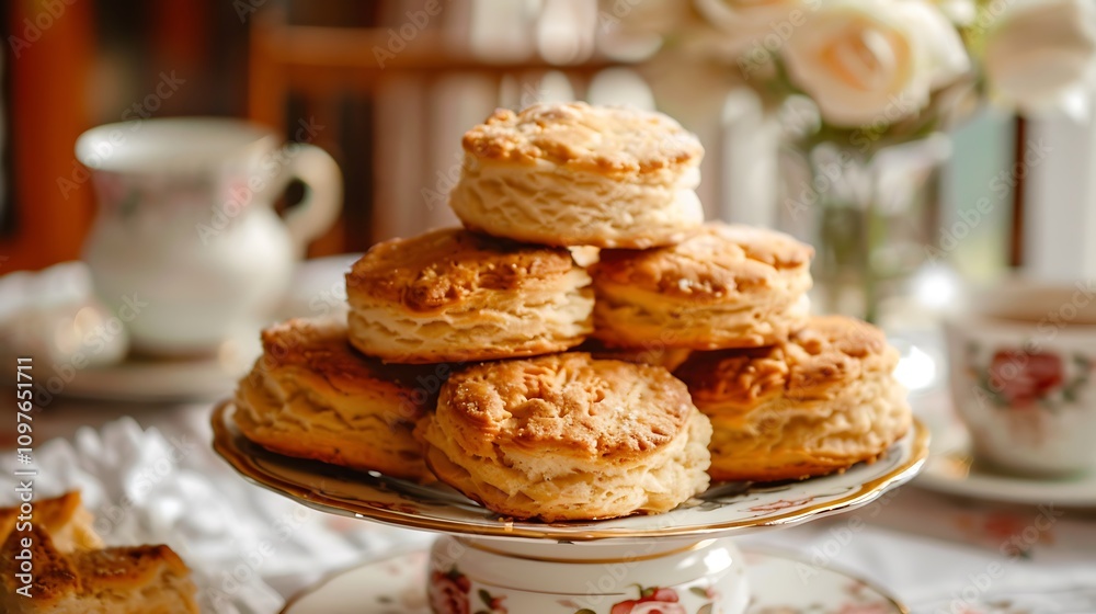 Fresh baked tea biscuits for afternoon tea Fresh baked tea biscuits for afternoon tea