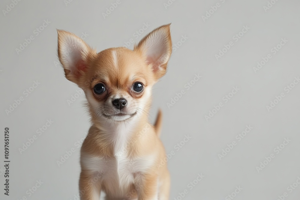 Adorable Chihuahua puppy with big eyes on a neutral background Adorable Chihuahua puppy with big eyes on a neutral background
