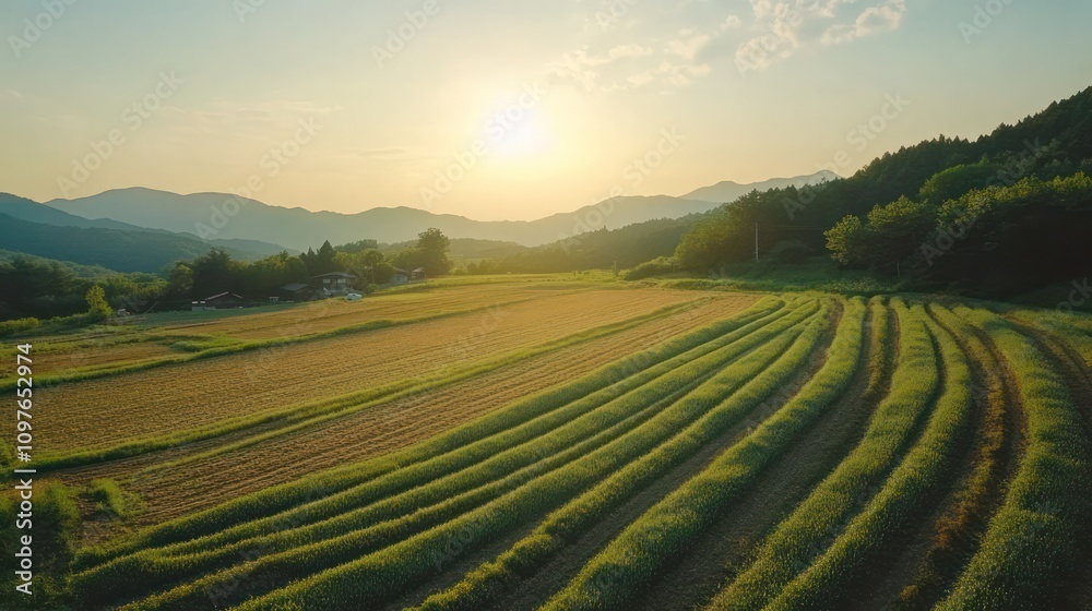 Asian regenerative farming communities promoting organic techniques in fields near Kyoto, Japan Asian regenerative farming communities promoting organic techniques in fields near Kyoto, Japan